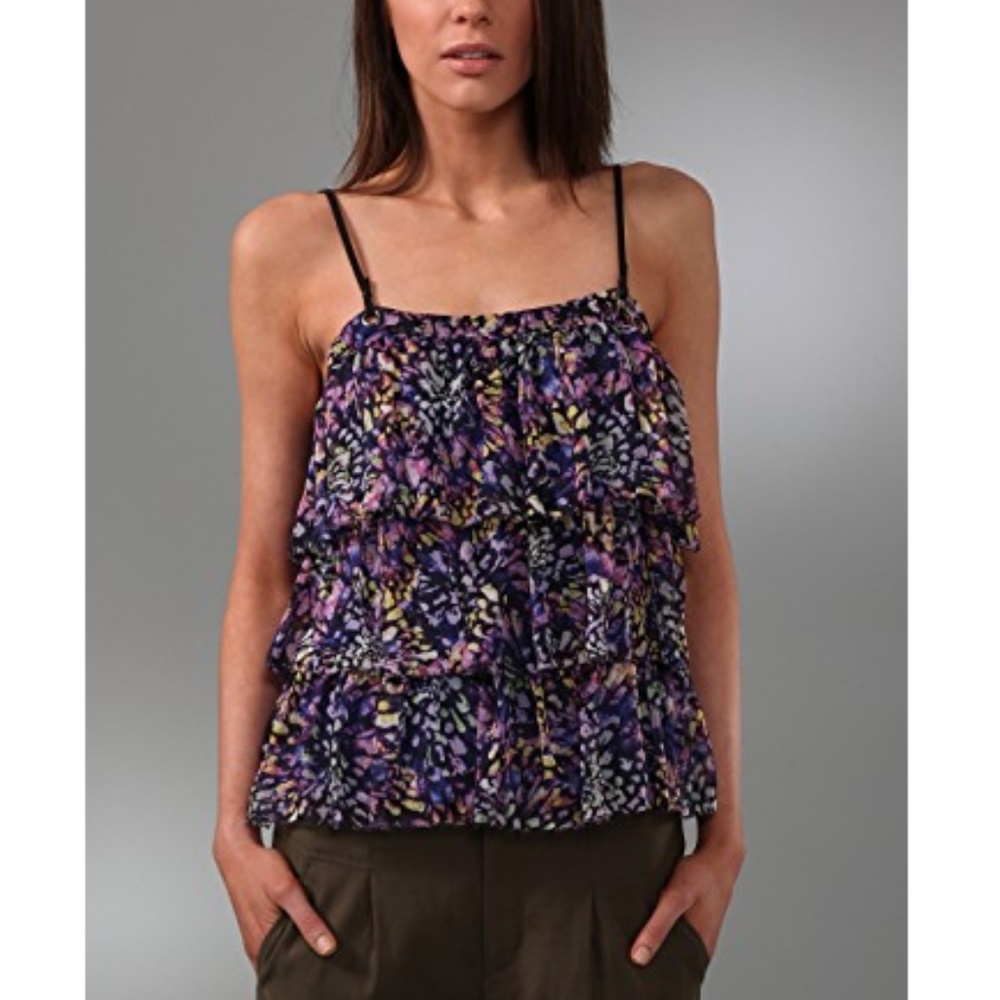 NWOT Catherine Malandrino Silk suede strap top 6